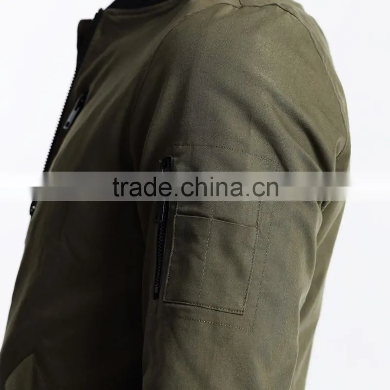 Polycotton mens jacket with sleeve zipper fashion varsity jacket plain baseball jacket