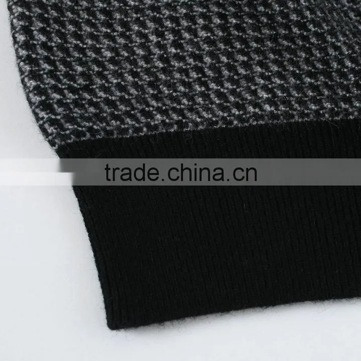 Houndstooth pattern jacquard sweater knitting machine for V-neck pullover sweater ,jacquard knitting fabric for men sweater