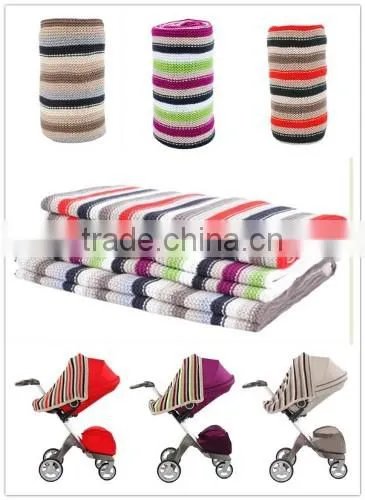 Wholesale Price Knitted Blanket, Colorful Stripe Knitted Baby Blanket, Handmade Knitted Throw Blanket