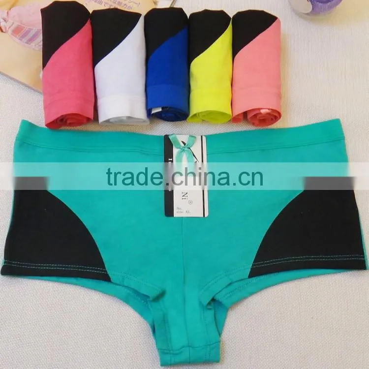 Color block with applique wholesale hot teen gilrs panties stock active women boxer underwear