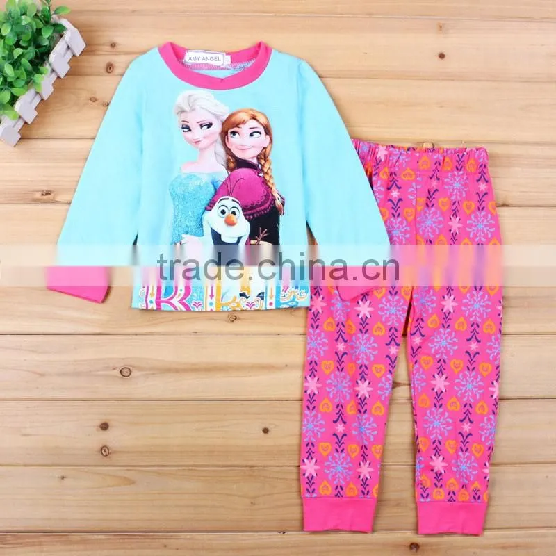 High quality New Fashion baby clothes wholesale cotton pajamas printing for girls custom kids sleepwear