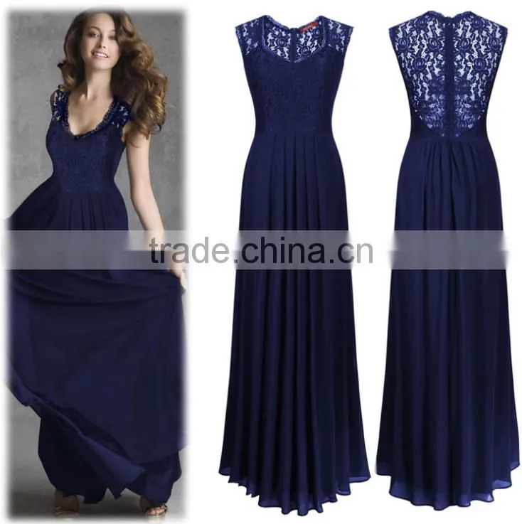 The new lace dress European sleeveless hollow sexy halter dress
