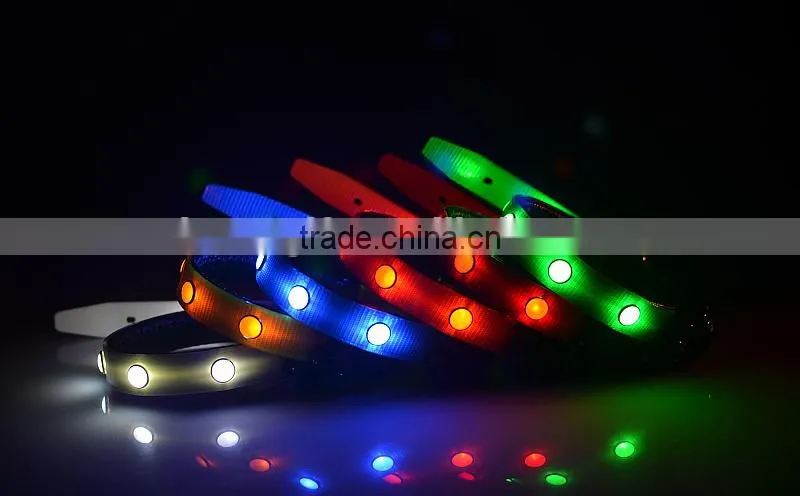 2015 new design LED flashing dog collar 6 PCS diamond amazing beautiful pet collar