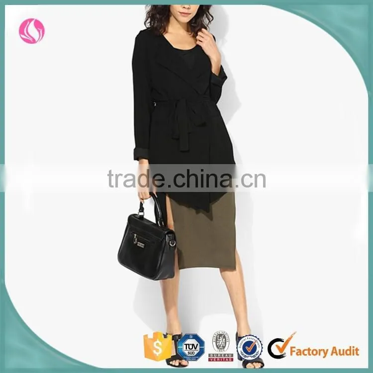 Custom Wholesale Elegant Woman Long Jacket Black Parka Women Winter Coats Latest Apparel