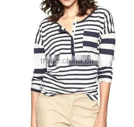 WOMEN'S LONG SLEEVE STRIPED RUGBY POLO