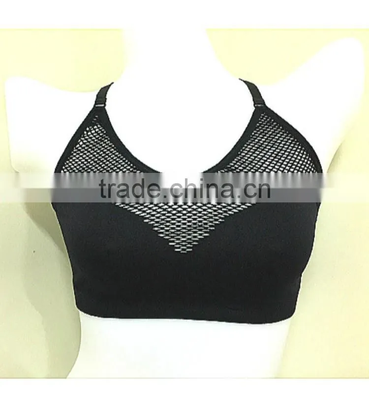 Factory Provide Seamless Hot Girls Sexy Black Grenadine Sports Bra