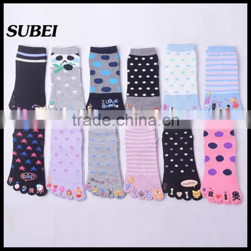 Female five fingers sock,cartoon cute and polka-dot toe sock
