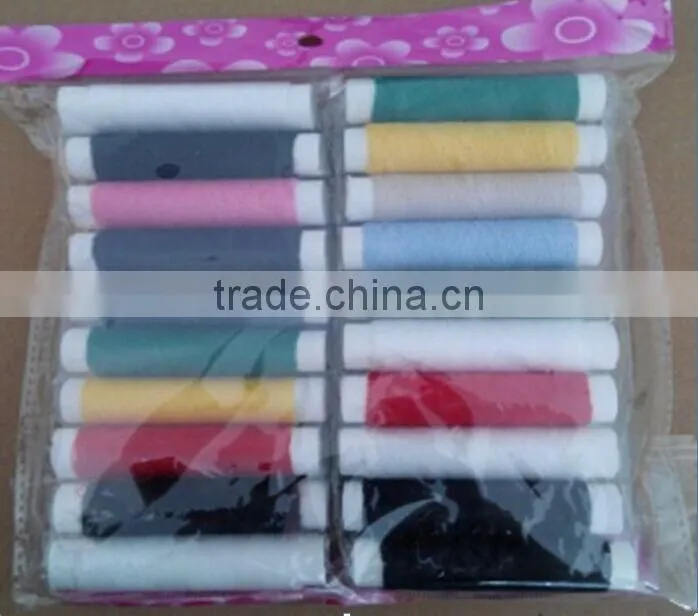 5pcs plastic tube of colorful polyester thread blister on card