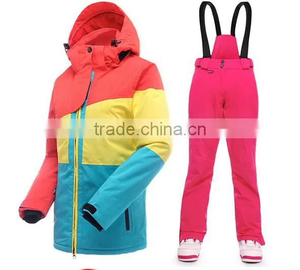 orange women waterproof quilted european ski jacket wholesale