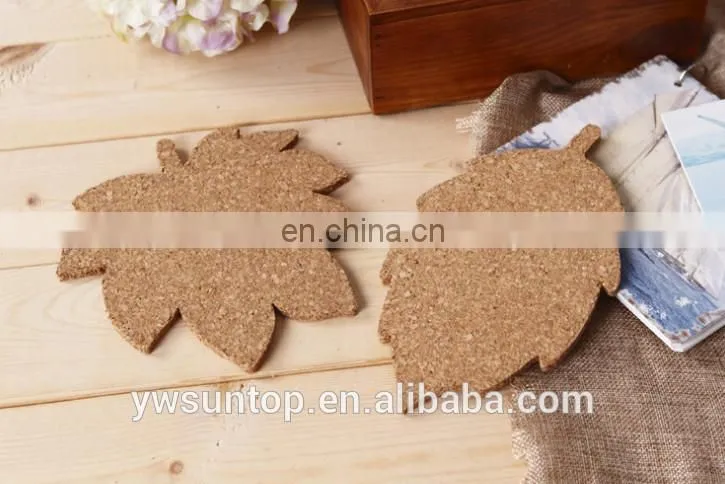 Leaf Design Cork Coaster wooden craft Home Decorations 2styles