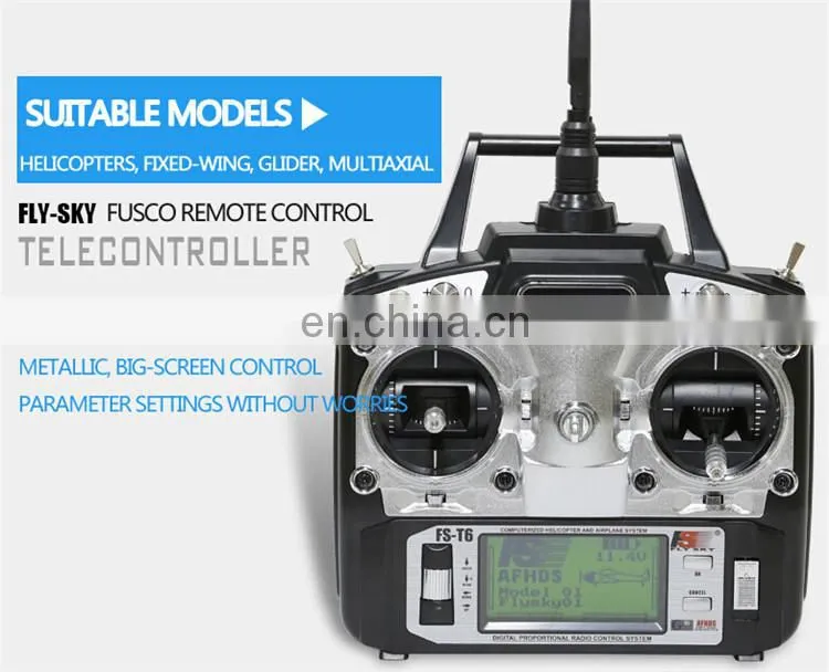 Original Flysky FS-T6 Rc airplane 2.4GHz 6CH Mode 2 Transmitter Receiver R6-B for RC Quadcopter