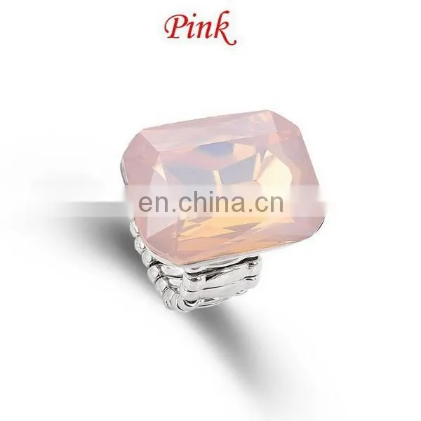 Fashion Rectangle Zircon Ring Stretched Knuckle Ring 7 Colors In Stock