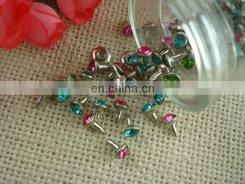2016 metal rivet with decorative crystal