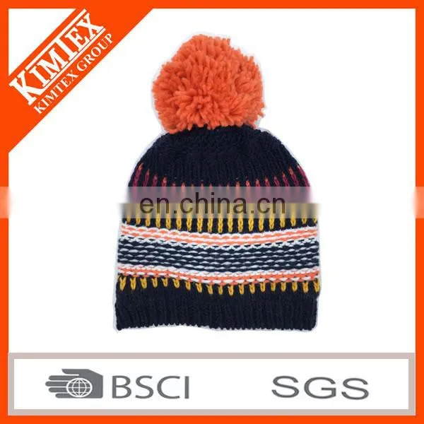Warm Winter Polar Fleece knitted hat with pom pom