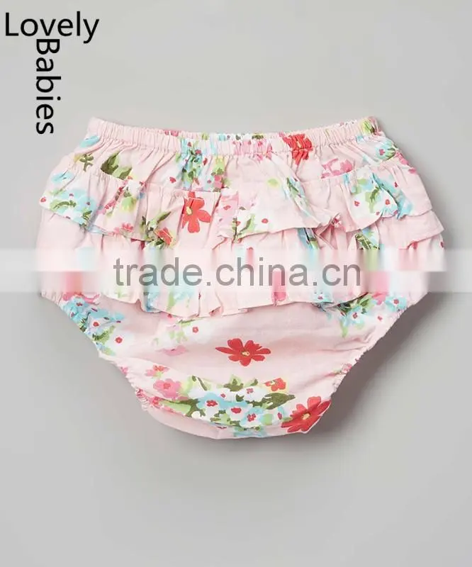 Children clothes kids 2016 wholesale pink floral ruffle baby bloomers