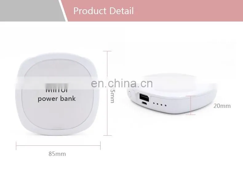 Hot Gift Quick 4000Mah Charging Make Up Portable Mirror Mobile smart Powerback