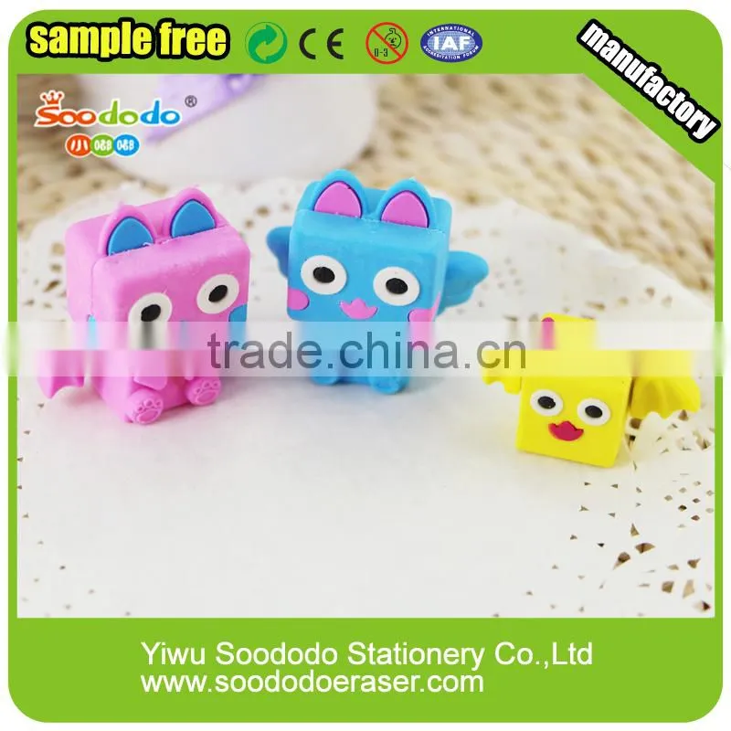 3D novelty puzzle black angel design eraser,mini erasers