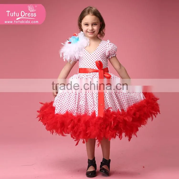 Hot Sale Girl Feather Tutu Dress Pageant Dress Girls Feather Dress