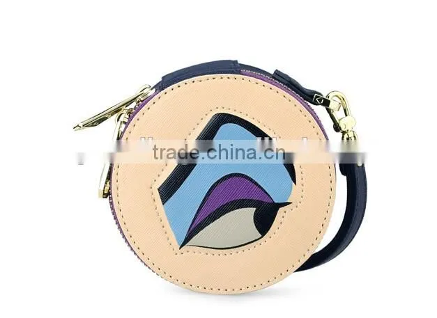 New Design PU Leather or Genuine Saffiano Leather Lady Small Change Purse Coin Holder bag with zip