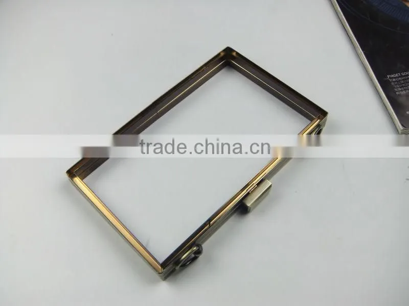2014!New Fashion Antique Brass Metal Purse Bag Frames With Clasp Loop