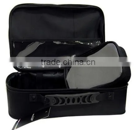 Professional Nylon makeup artist travel case,polyester cosmetic vanity bag case,soft polyester travel cosmetic organizer