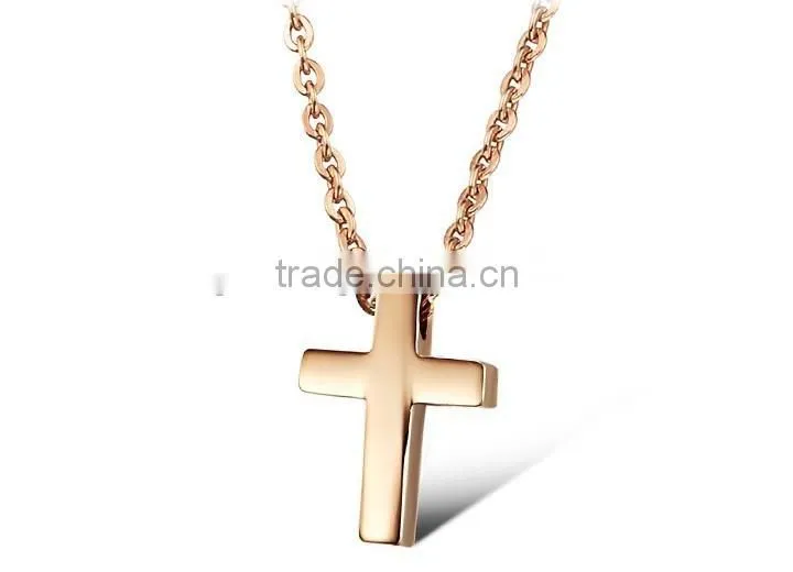 wholesale new plating rose gold cross titanium steel necklaces for woman pendant beautiful gift