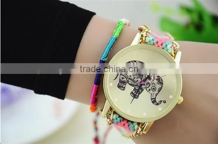 Handmade Braided Friendship Bracelet Watch New Arrival Geneva Hand-Woven Wristwatch Ladies Quartz Gold Women Dress Watches