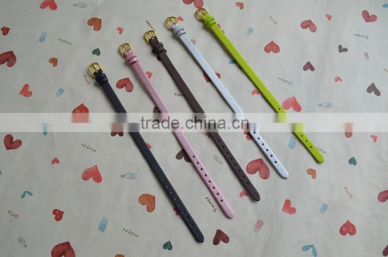 Plain Leather Bracelet with Gold Buckle