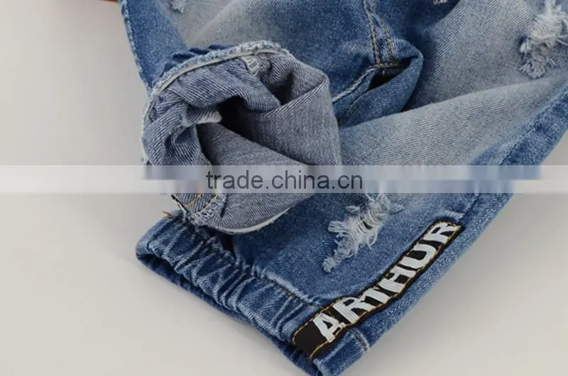 Wholesale Baby Girl Clothes 2016 New Summer Girl Ripped Jeans Lovely Little Girl Cropped Trousers