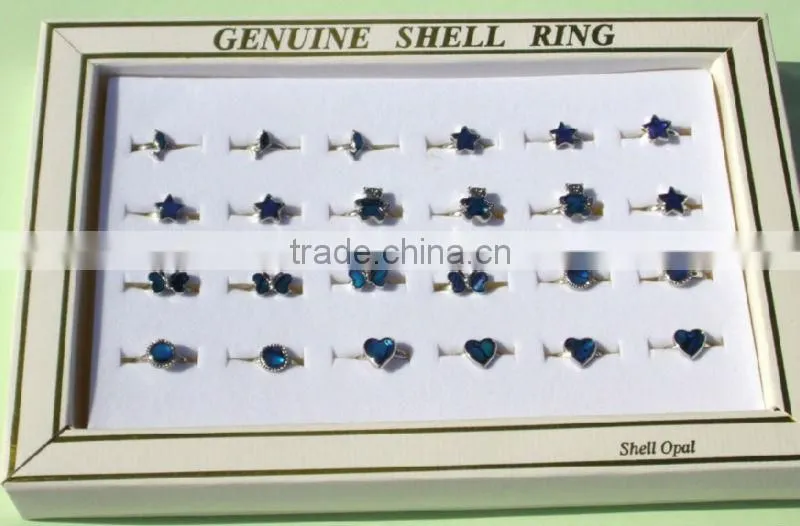 shell imperial crown jewerly Paua Abalone Shell Adjustable Ring Ladies blue/green paua shell ring