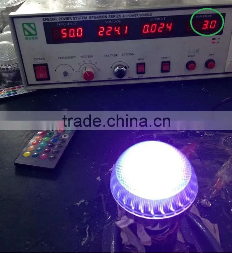 3w RGB LED multi-color e27 led light bulb with remote