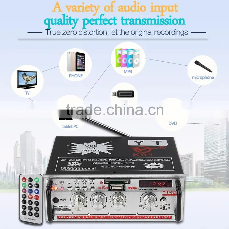 Small amp stereo car woofer with amplifier player YT-K01