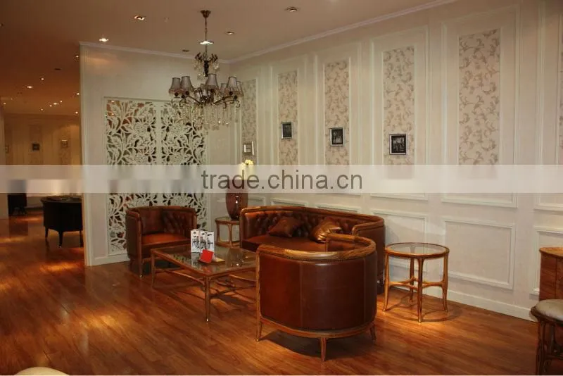 Modern Style teak solid wood sofa designs with leather set