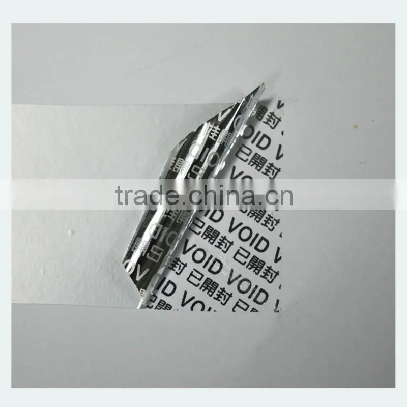 Anti-counterfeiting VOID Silver Polyester labels