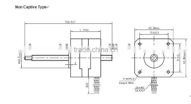 Nema17, Nema 23 Captive or Non-captive Linear Leadscrew Step Motor with Anti-backlash Nut for 3D printers
