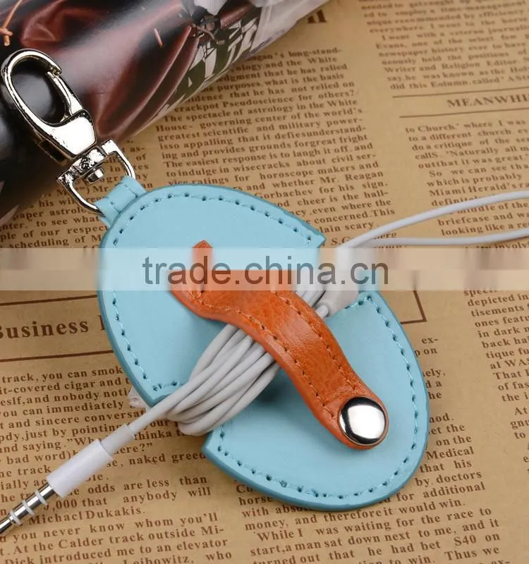 Promotional leather PVC earphone cabel winder organizer in low price