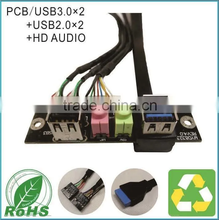 Front Panel Cable Dual USB3.0+Dual USB2.0 HD AUDIO I/O PC Board CableFor Computer With Cable