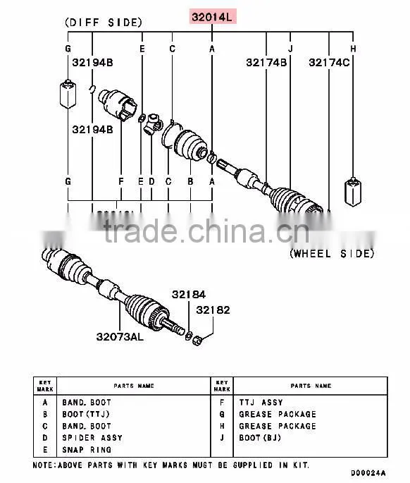 Front Axle Joint Boot Kit For Mitsubishi OUTLANDER I CU2W 4G63 CU4W 4G64 CU5W 4G69 MN156831