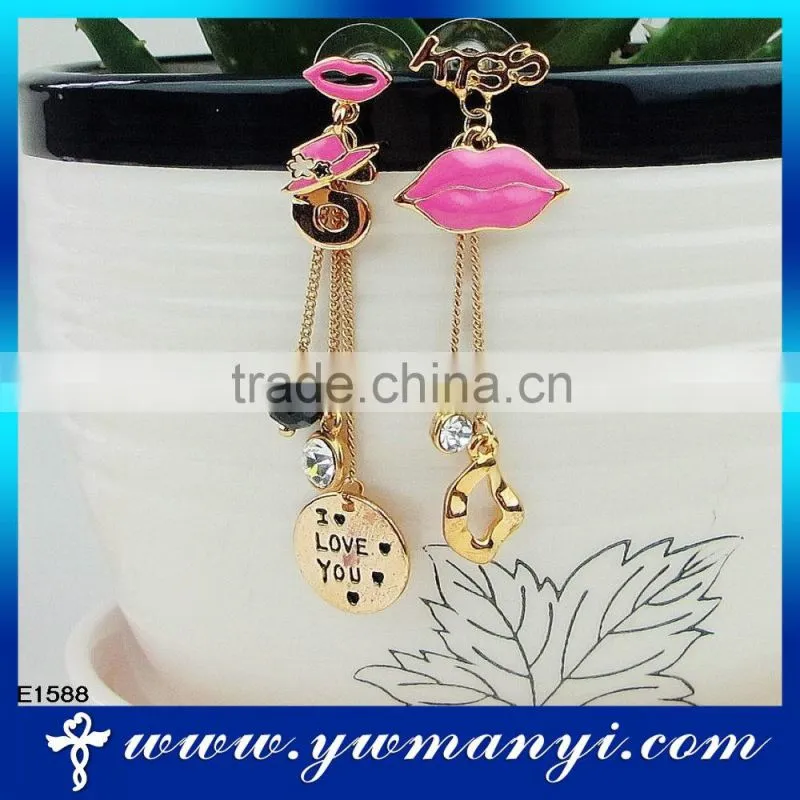 Free shipping oil drip lip shape cuff earring E1588