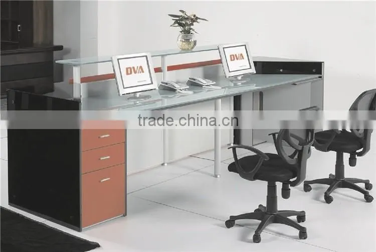 Red and black 2 person reception desk
