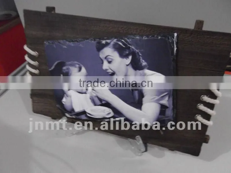 SH40 folk art sublimation slate as souvenior/ Wooden-frame stone painting large size