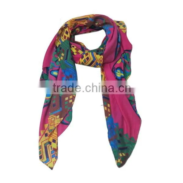colorful ripple infinity magic scarf with grey tassel