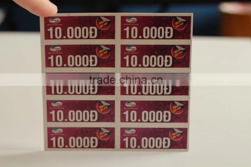 prepaid scratch phone card printing
