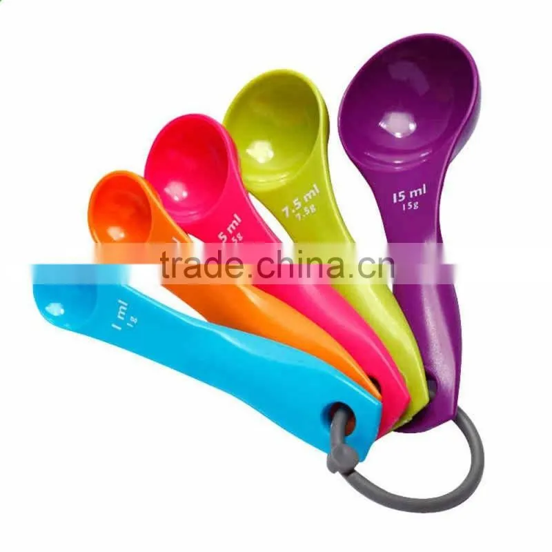 5 Piece with Carved Measure Color Spoon Plastic Kitchen Baking Tools
