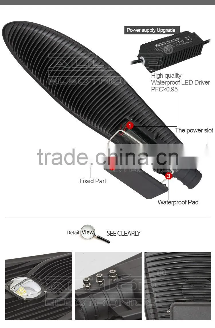 Outdoor IP67 waterproof bridgelux cob 200w street led lighting