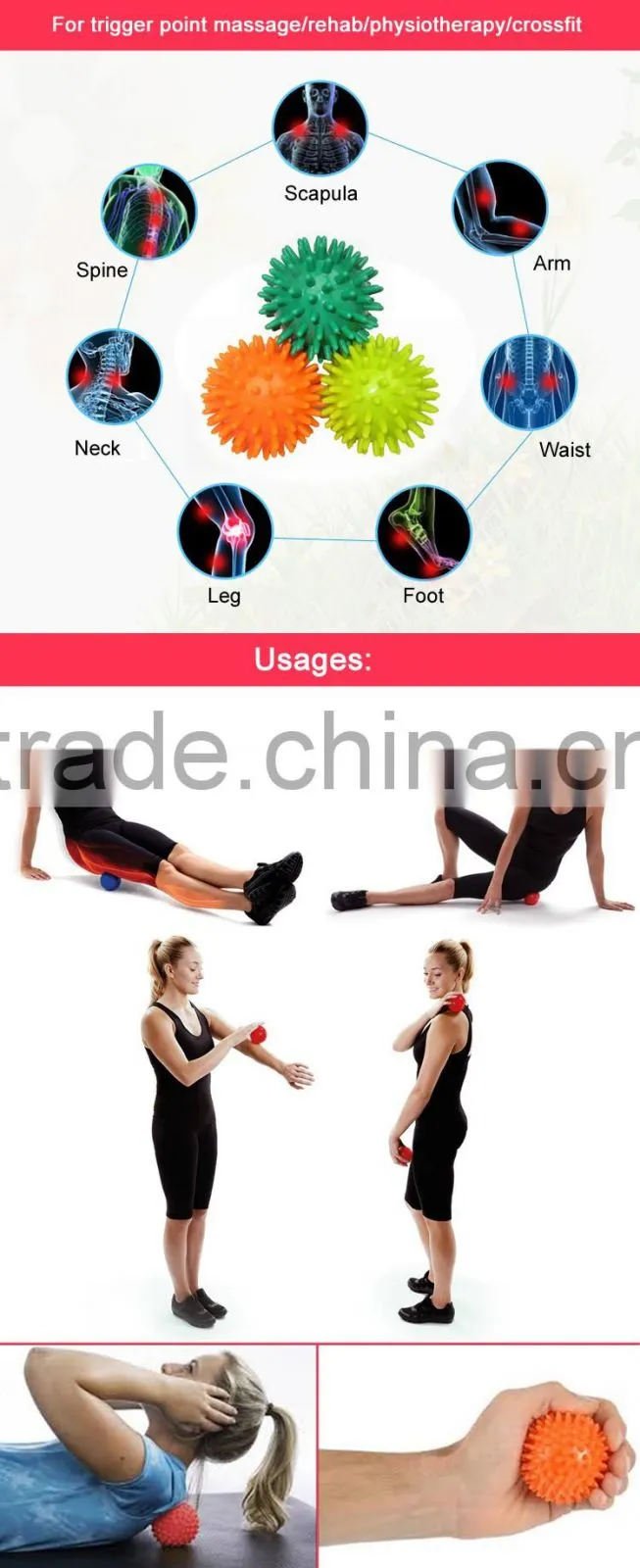 Hot Product Rehab Physiotherapy Stress Spiky Massage Ball