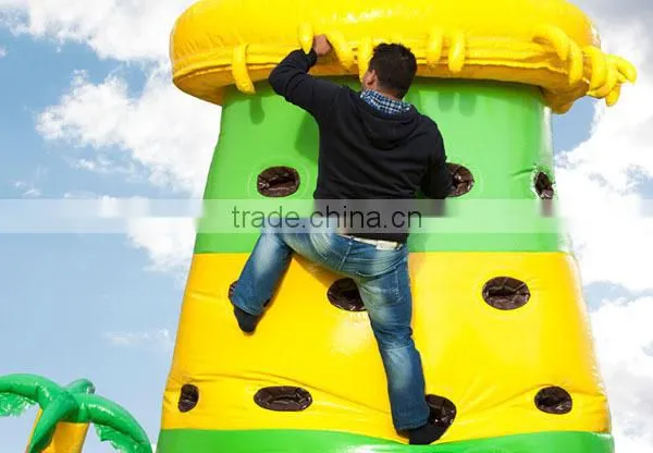 backyard kids climbing wall inflatable, new design jungle inflatable climbing wall for sale