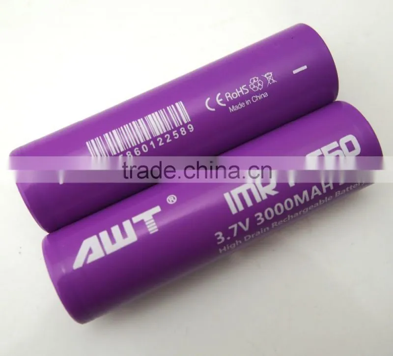 AWT Purple 18650 3000mah 35A Ascension P1 vape mod box mod jsb ecig awt 18650 high drain