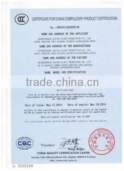 double glazed glass with 3C&ISO9001 certificate