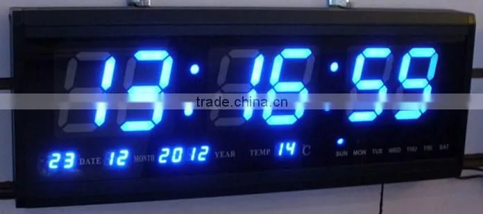 3" blue red green led digital wall clock/calender clock with tempeature for parking place,warehouse,office